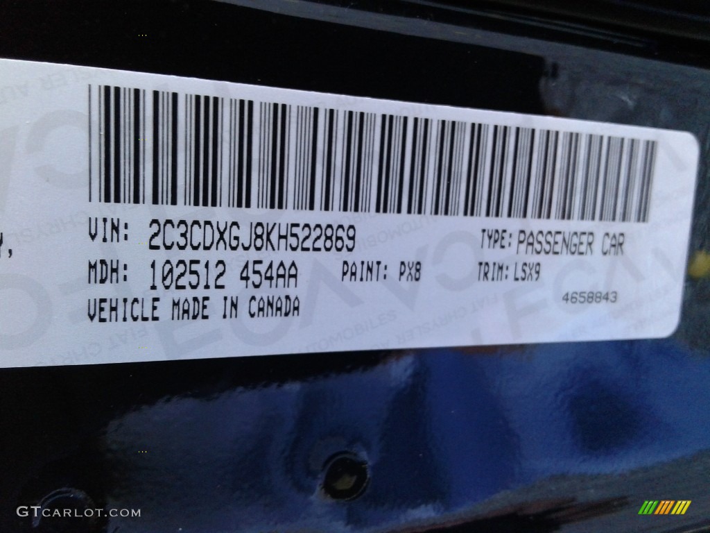 2019 Charger Color Code PX8 for Pitch Black Photo #130614239