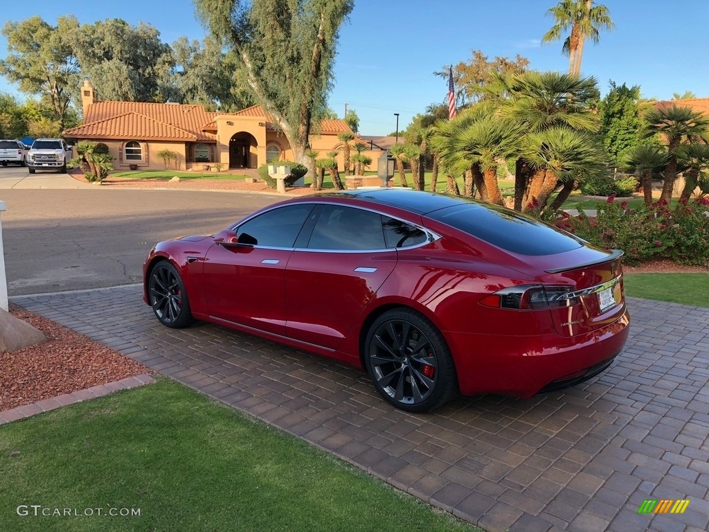 2018 Model S P100D - Red Multi-Coat / Parchment photo #23