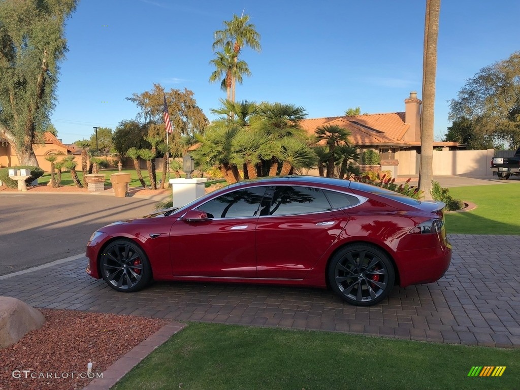 2018 Model S P100D - Red Multi-Coat / Parchment photo #24