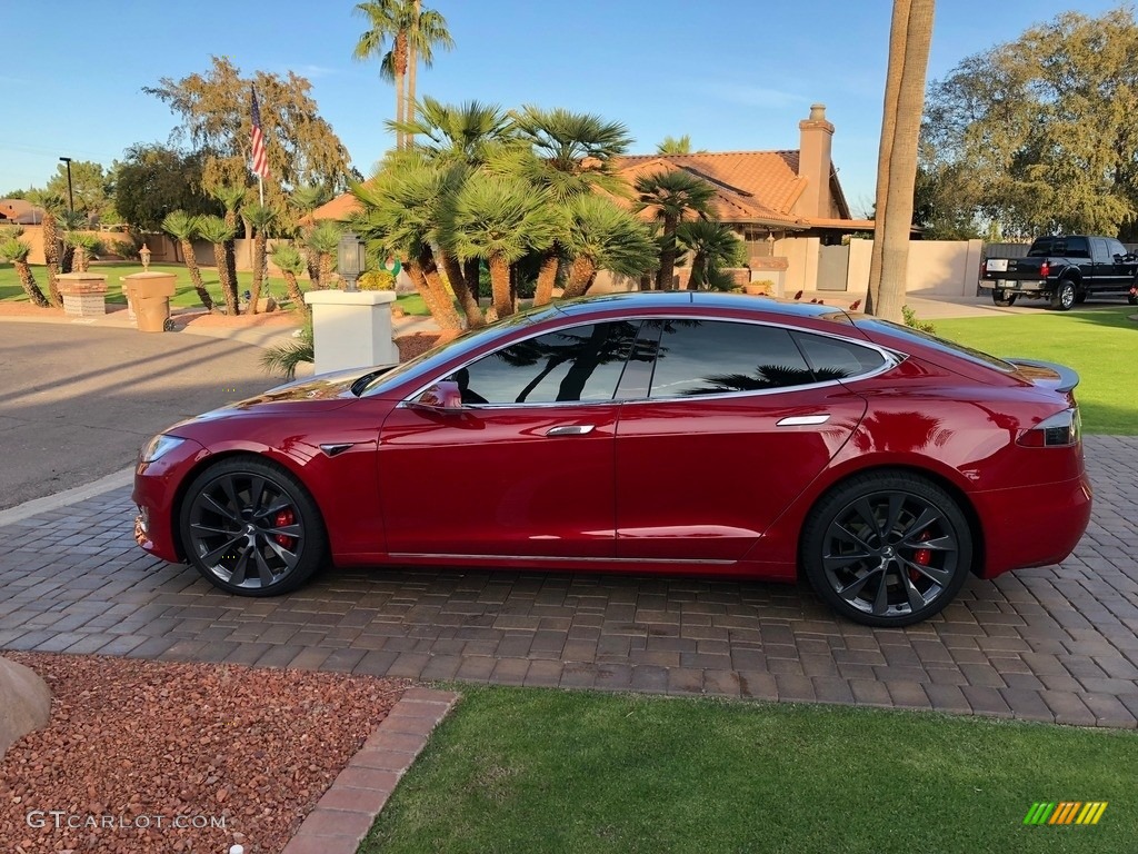 2018 Model S P100D - Red Multi-Coat / Parchment photo #25