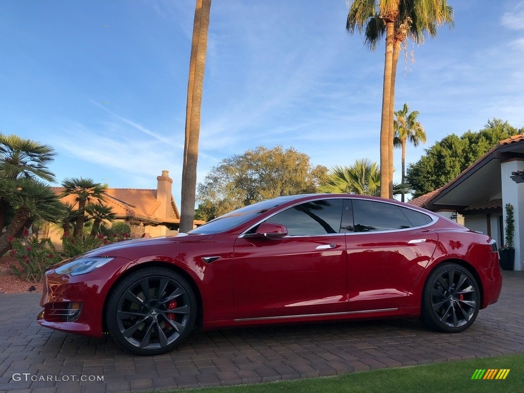 2018 Model S P100D - Red Multi-Coat / Parchment photo #30