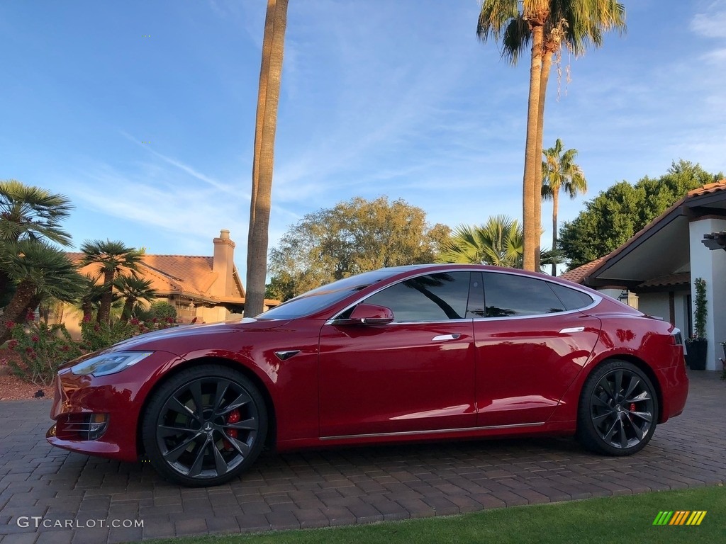 2018 Model S P100D - Red Multi-Coat / Parchment photo #31