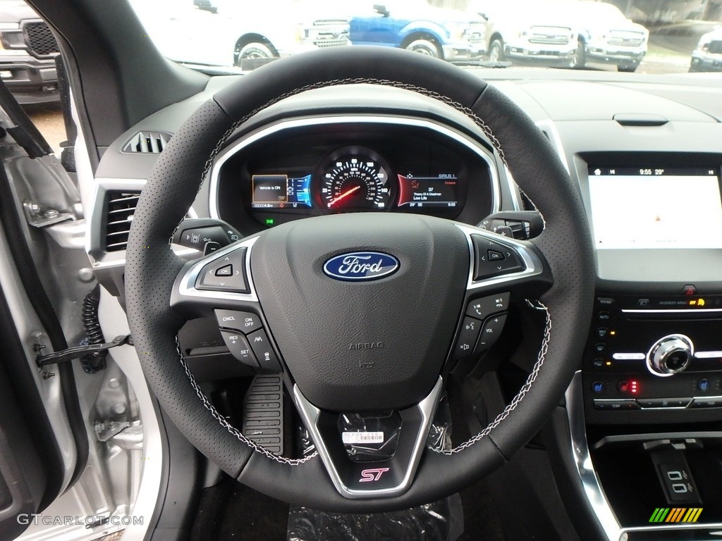2019 Ford Edge ST AWD Ebony Steering Wheel Photo #130632828