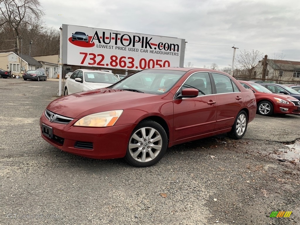 2007 Accord EX-L V6 Sedan - Moroccan Red Pearl / Gray photo #1