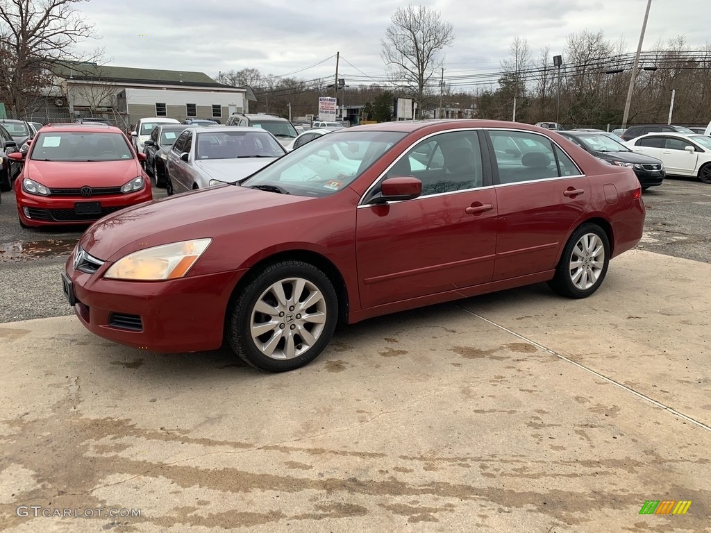 2007 Accord EX-L V6 Sedan - Moroccan Red Pearl / Gray photo #2