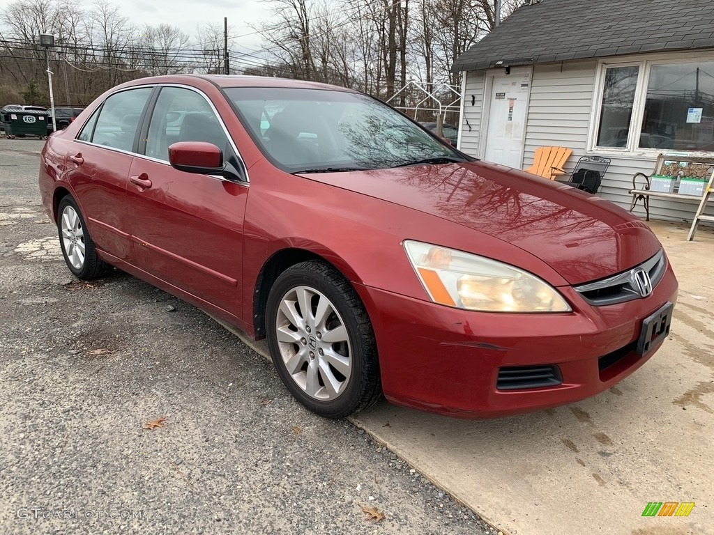 2007 Accord EX-L V6 Sedan - Moroccan Red Pearl / Gray photo #7