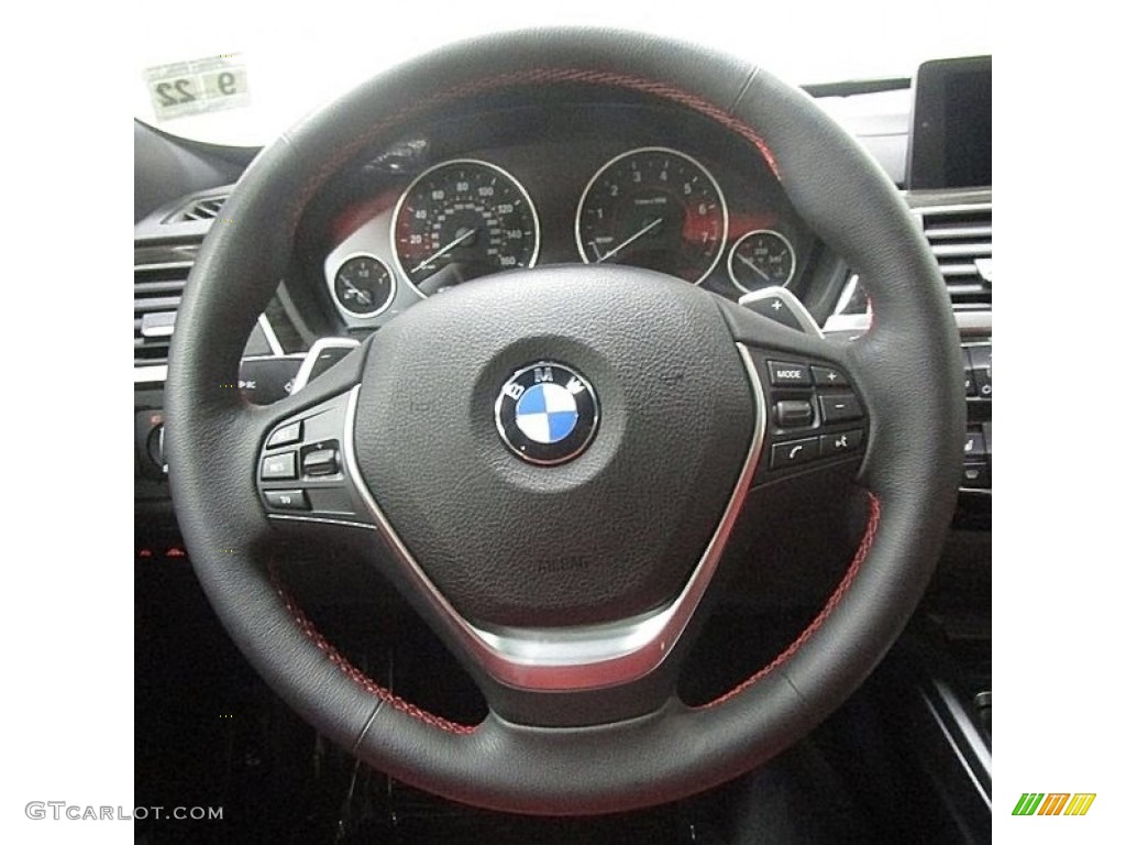 2018 BMW 3 Series 330i xDrive Gran Turismo Coral Red Steering Wheel Photo #130635624