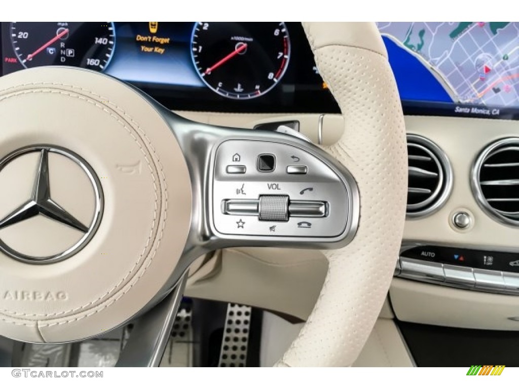 2019 Mercedes-Benz S 560 4Matic Coupe designo Silk Beige/Satin Red Pearl Steering Wheel Photo #130641987
