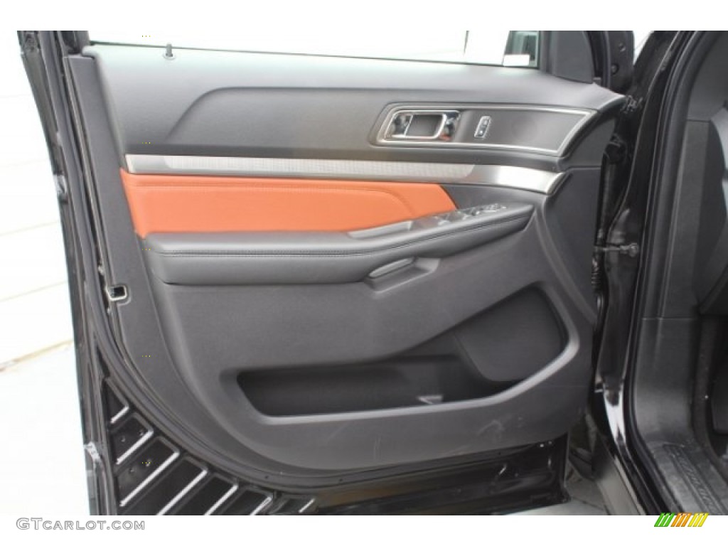 2019 Ford Explorer XLT Medium Black/Desert Copper Door Panel Photo #130644147