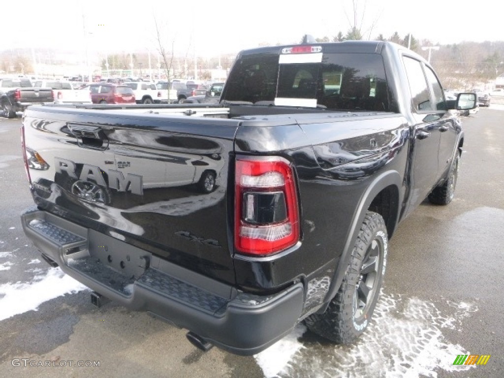 2019 1500 Rebel Crew Cab 4x4 - Diamond Black Crystal Pearl / Black/Red photo #5