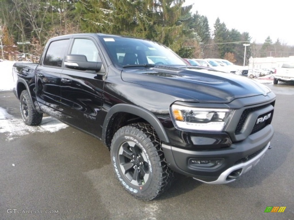 2019 1500 Rebel Crew Cab 4x4 - Diamond Black Crystal Pearl / Black/Red photo #7
