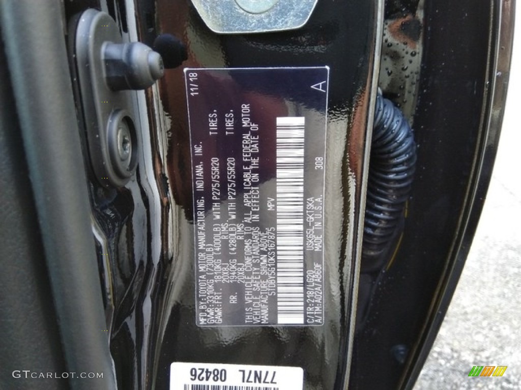 2019 Sequoia Color Code 218 for Midnight Black Metallic Photo #130669028
