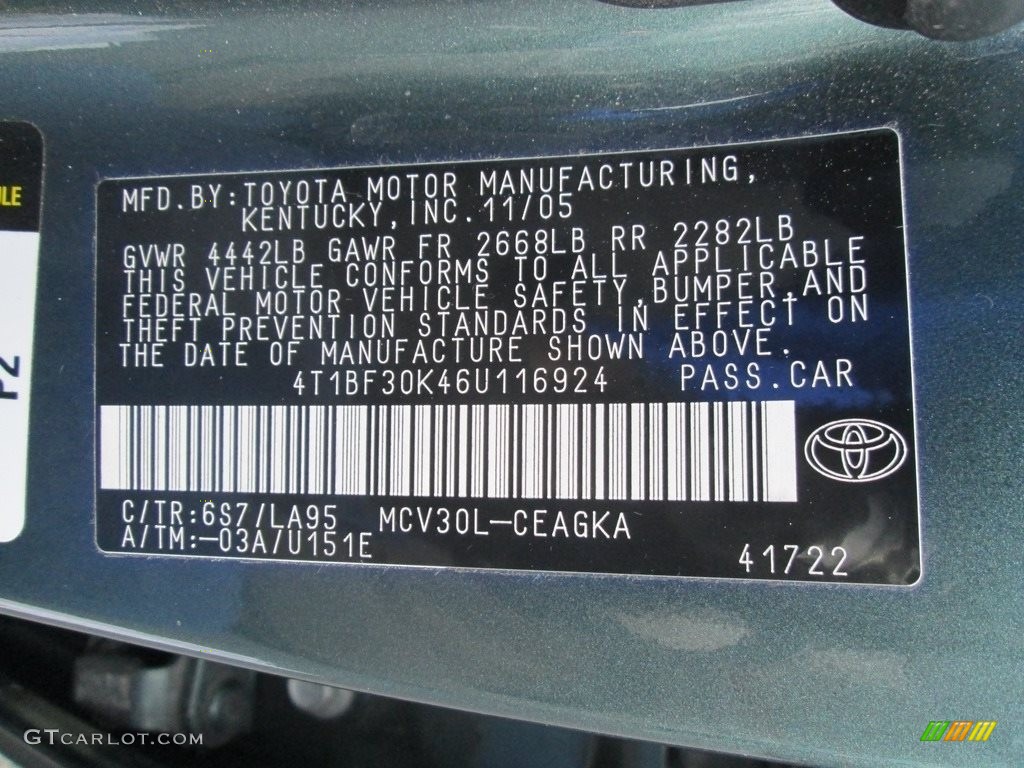 2006 Camry XLE V6 - Aspen Green Pearl / Stone Gray photo #29