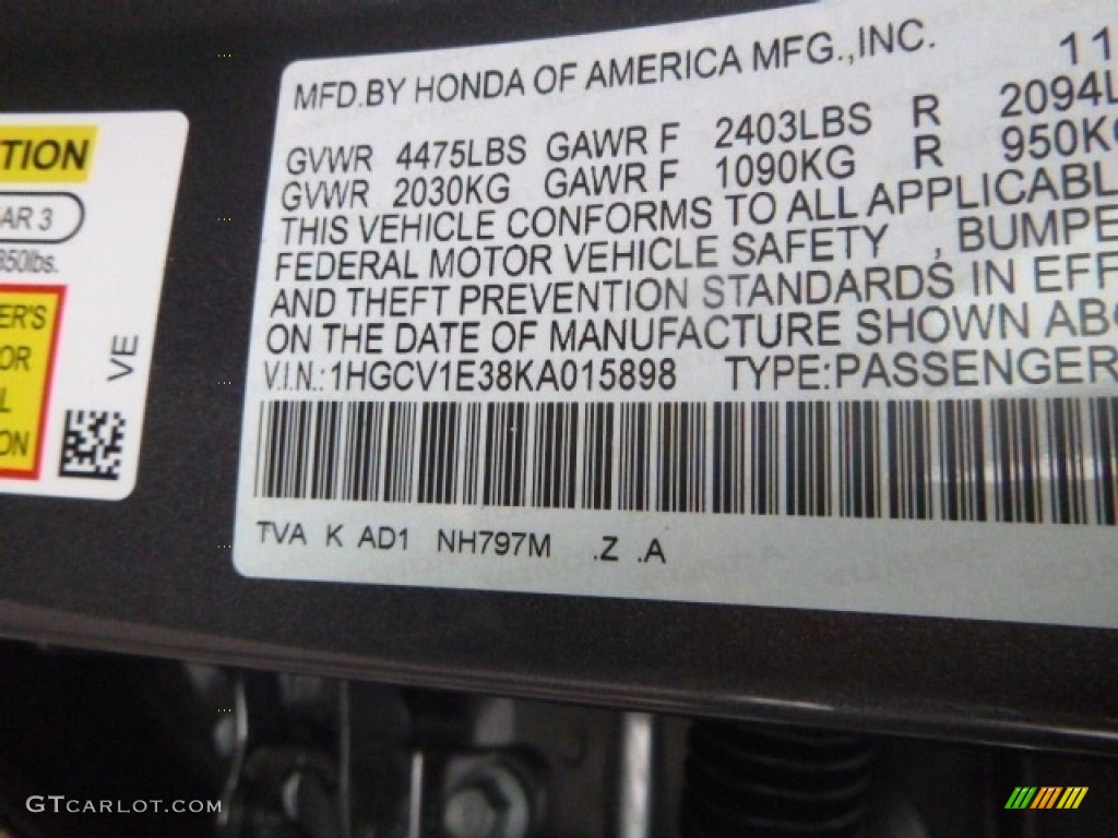 2019 Accord Color Code NH797M for Modern Steel Metallic Photo #130676738