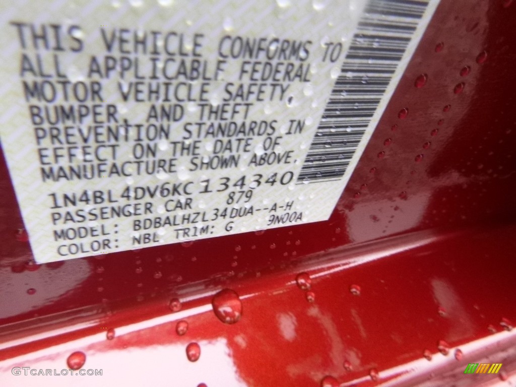2019 Altima Color Code NBL for Scarlet Ember Tintcoat Photo #130686313