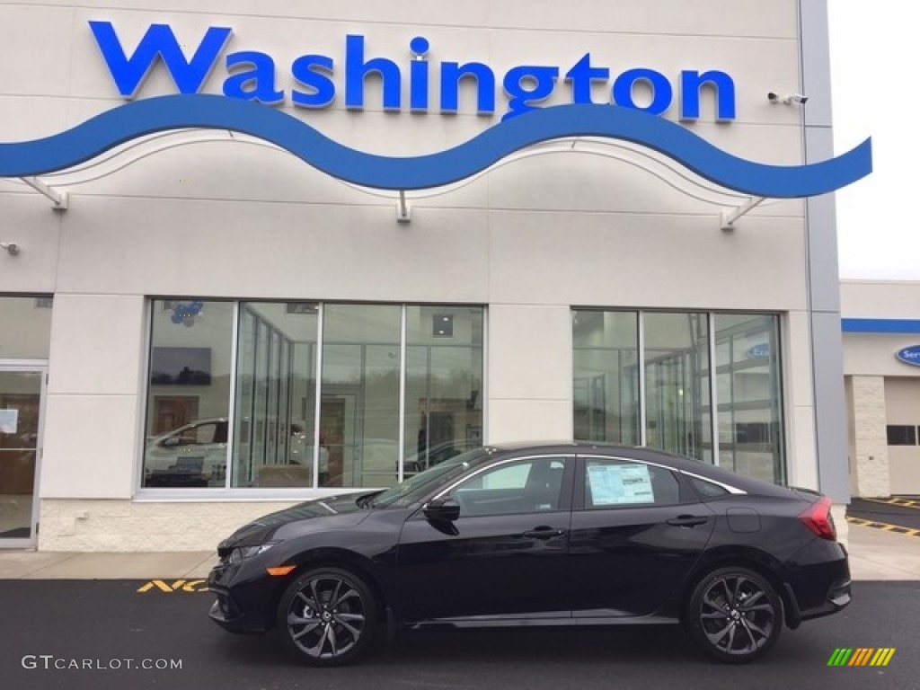 2019 Civic Sport Sedan - Crystal Black Pearl / Black photo #1