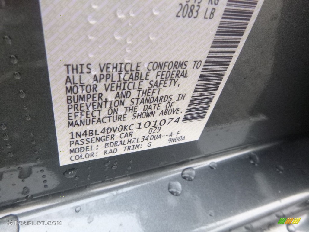 2019 Altima Color Code KAD for Gun Metallic Photo #130686826