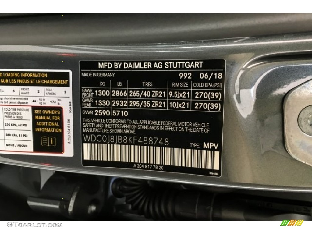2019 GLC Color Code 992 for Selenite Grey Metallic Photo #130704169