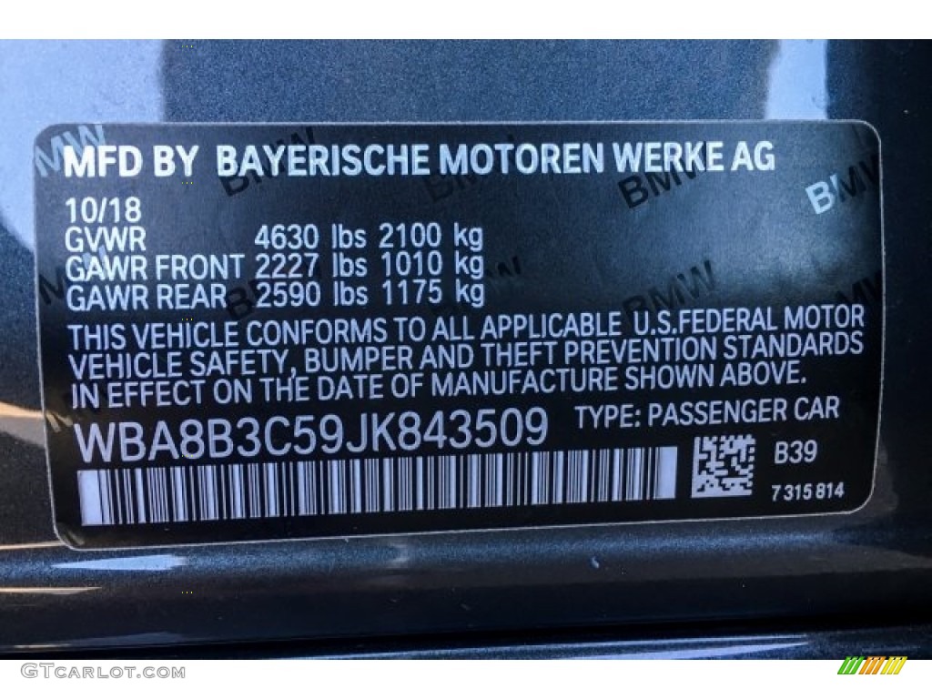 2018 BMW 3 Series 340i Sedan Color Code Photos