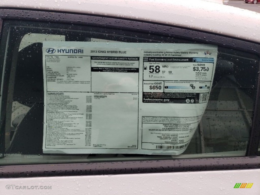 2019 Hyundai Ioniq Hybrid Blue Window Sticker Photo #130715793
