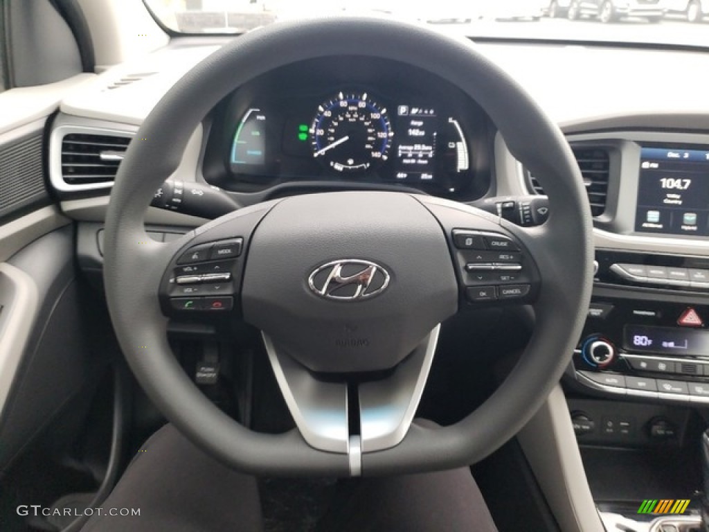 2019 Hyundai Ioniq Hybrid Blue Beige Steering Wheel Photo #130716032