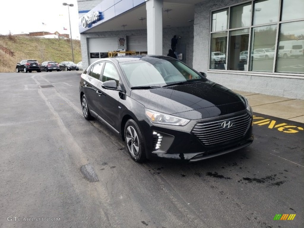 Black Noir Pearl 2019 Hyundai Ioniq Hybrid SEL Exterior Photo #130716203
