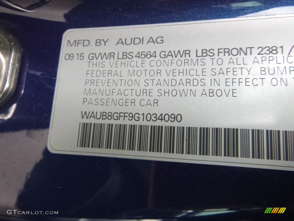 2016 A3 2.0 Premium quattro - Scuba Blue Metallic / Black photo #14
