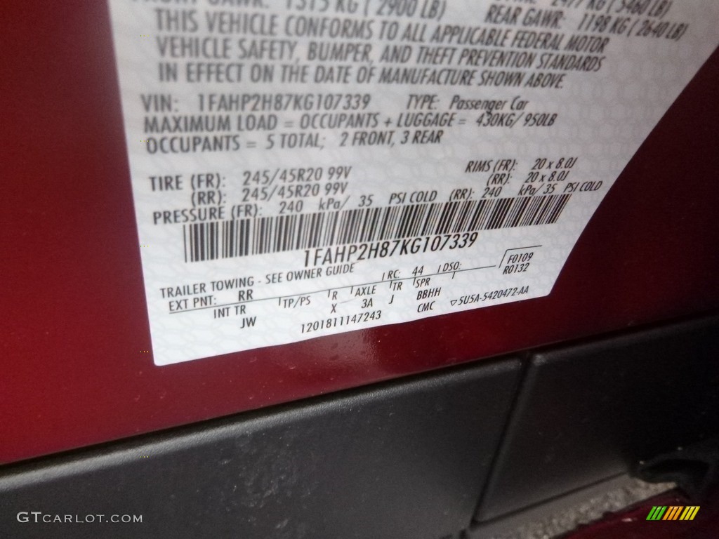 2019 Taurus SEL AWD - Ruby Red / Charcoal Black photo #11