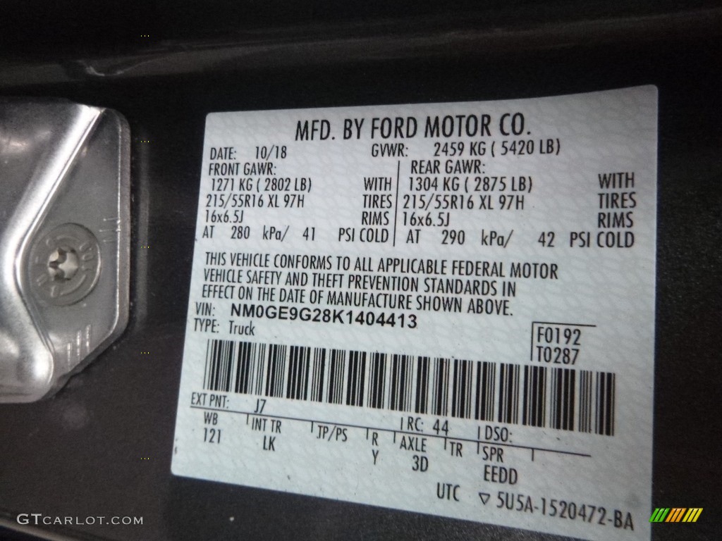 2019 Transit Connect Color Code J7 for Magnetic Metallic Photo #130724495