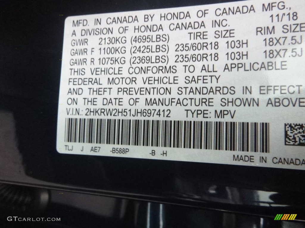2018 CR-V EX AWD - Obsidian Blue Pearl / Gray photo #12