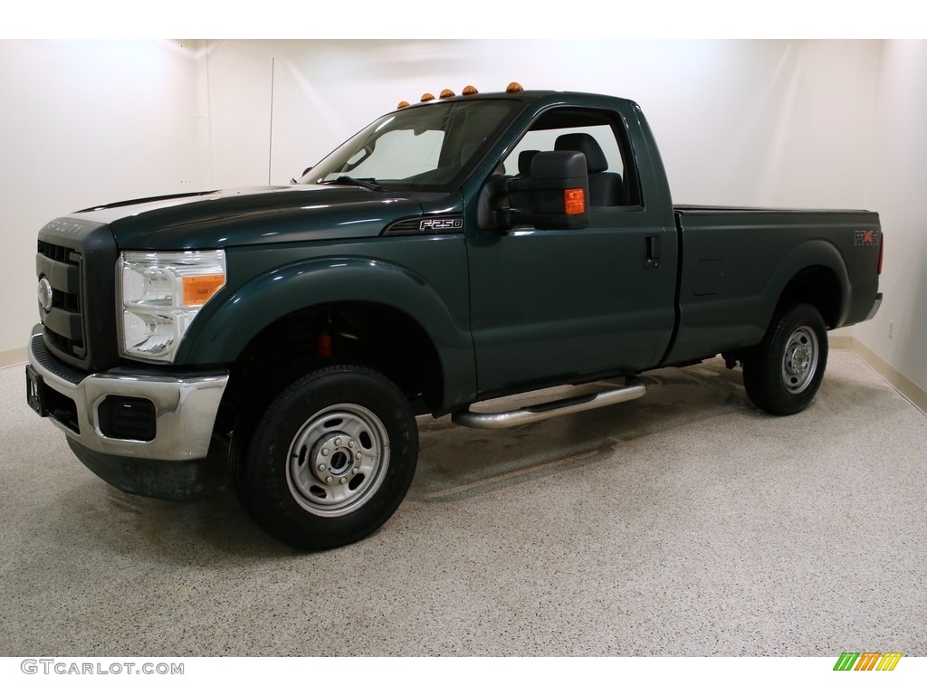2011 F250 Super Duty XL Regular Cab 4x4 - Forest Green Metallic / Steel Gray photo #3