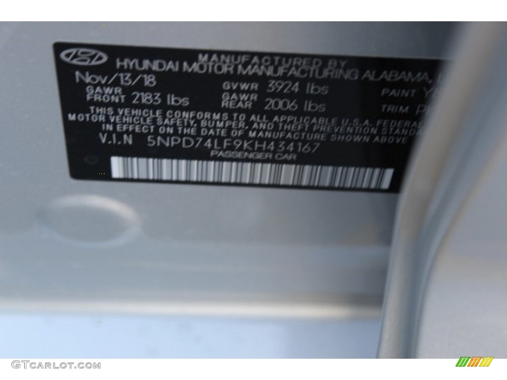2019 Elantra SE - Symphony Silver / Gray photo #22