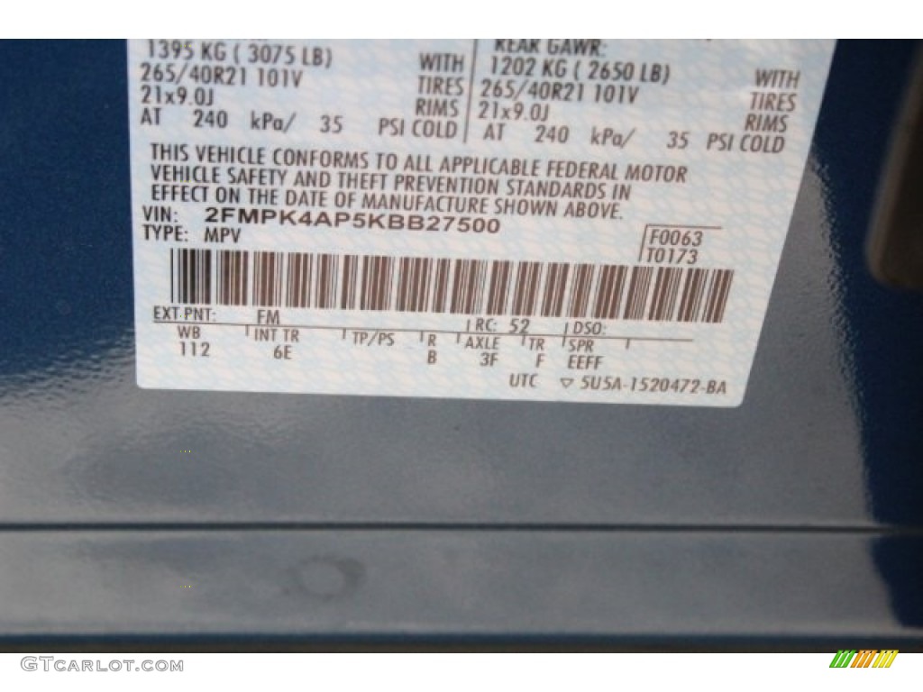 2019 Edge Color Code FM for Ford Performance Blue Photo #130738355