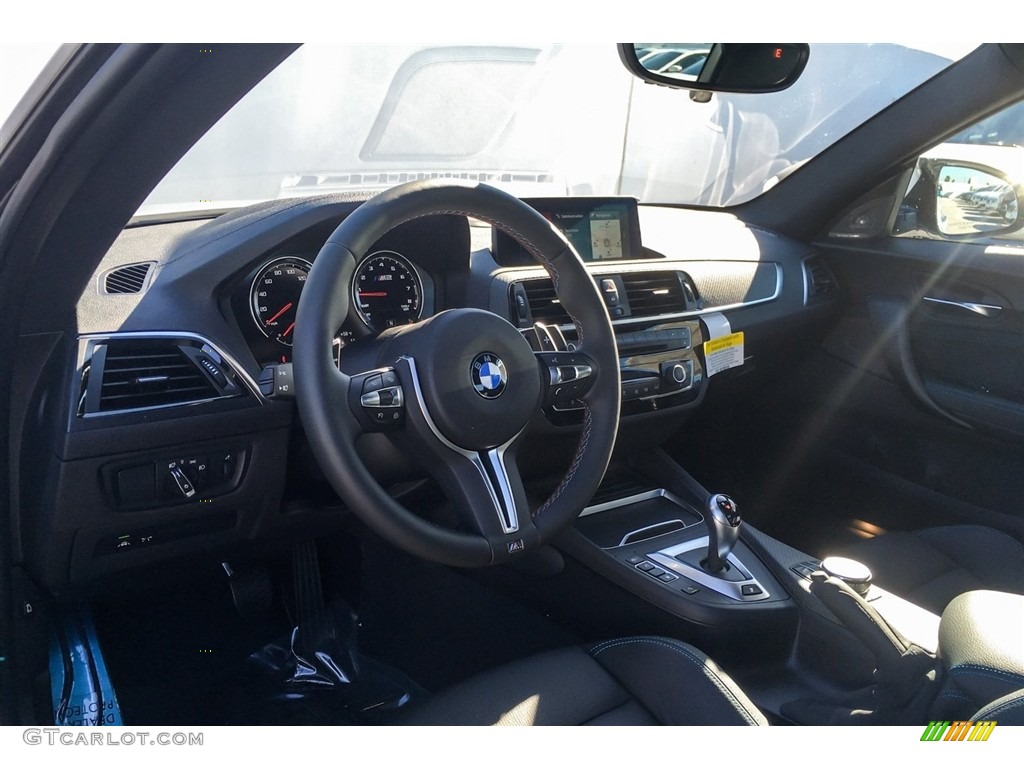 2019 BMW M2 Competition Coupe Black w/Blue Stitching Dashboard Photo #130750434