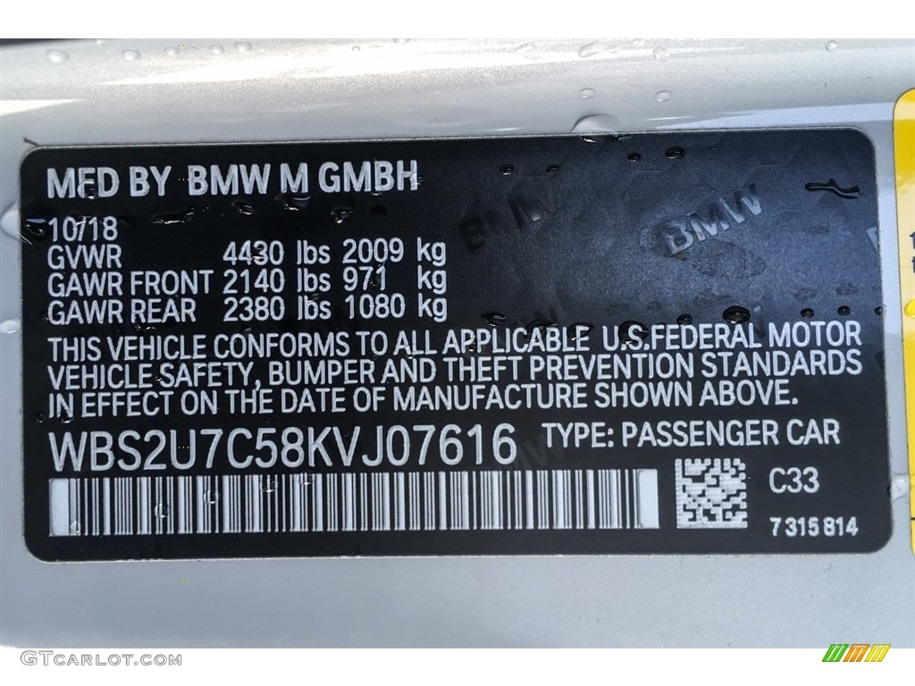 2019 M2 Color Code C33 for Hockenheim Silver Metallic Photo #130750653