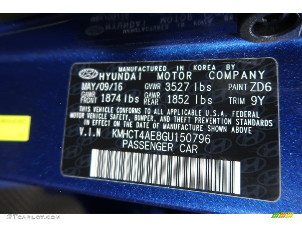 2016 Accent SE Sedan - Pacific Blue / Gray photo #45