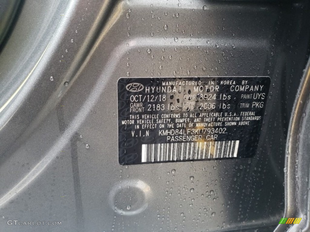 2019 Elantra SEL - Machine Gray / Gray photo #14