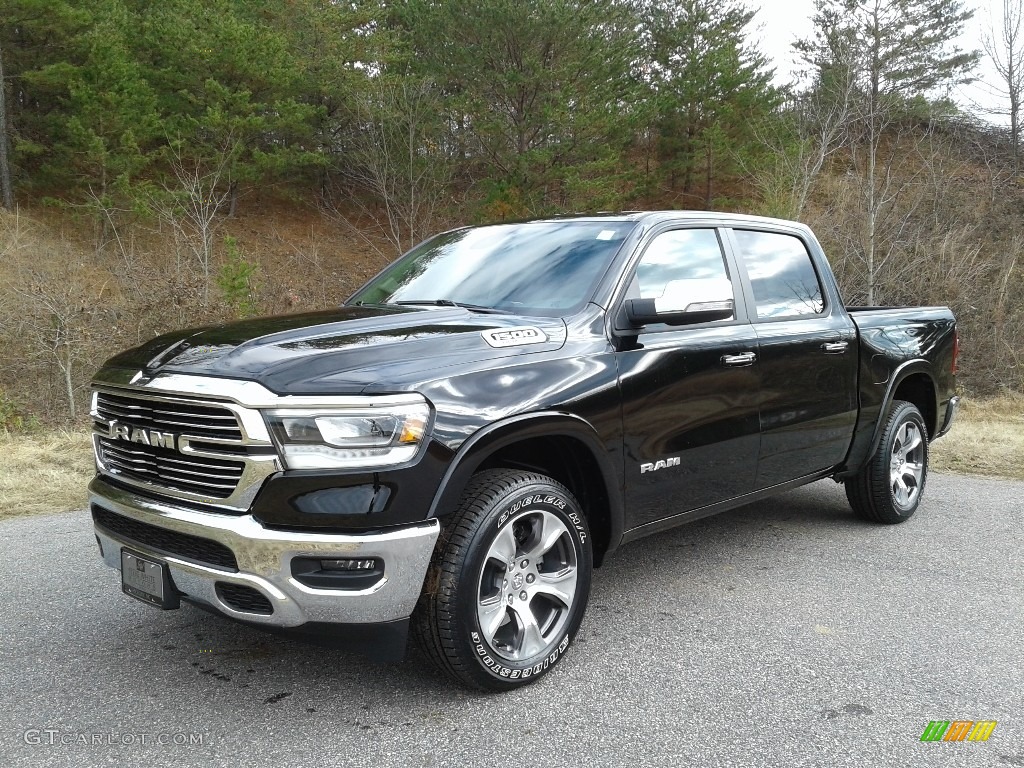 2019 1500 Laramie Crew Cab 4x4 - Diamond Black Crystal Pearl / Black photo #2