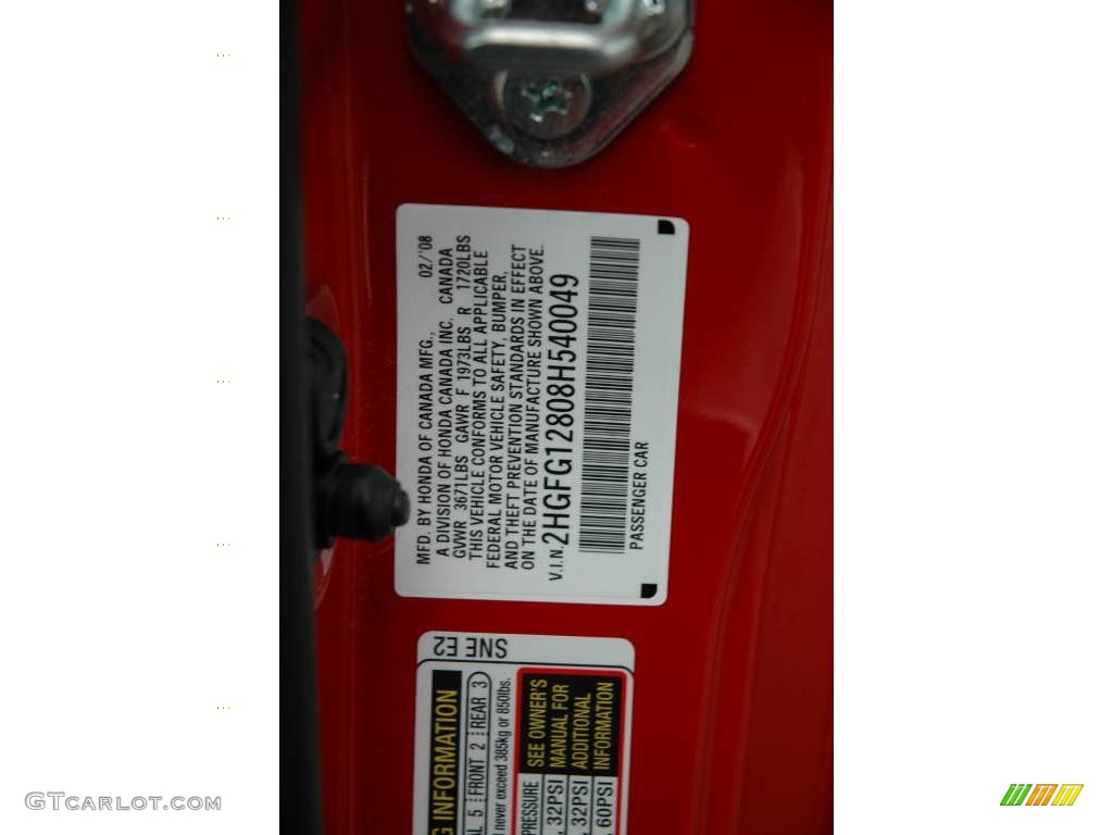 2008 Civic EX Coupe - Rallye Red / Black photo #23