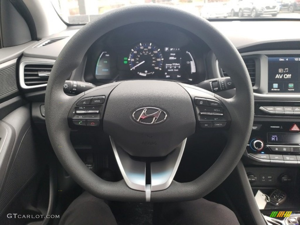 2019 Hyundai Ioniq Hybrid Blue Black Steering Wheel Photo #130763301
