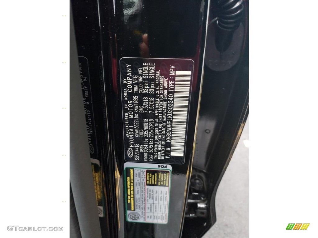 2019 Santa Fe XL Color Code RB5 for Becketts Black Photo #130764595