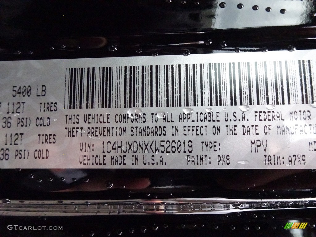 2019 Wrangler Unlimited Color Code PX8 for Black Photo #130768455