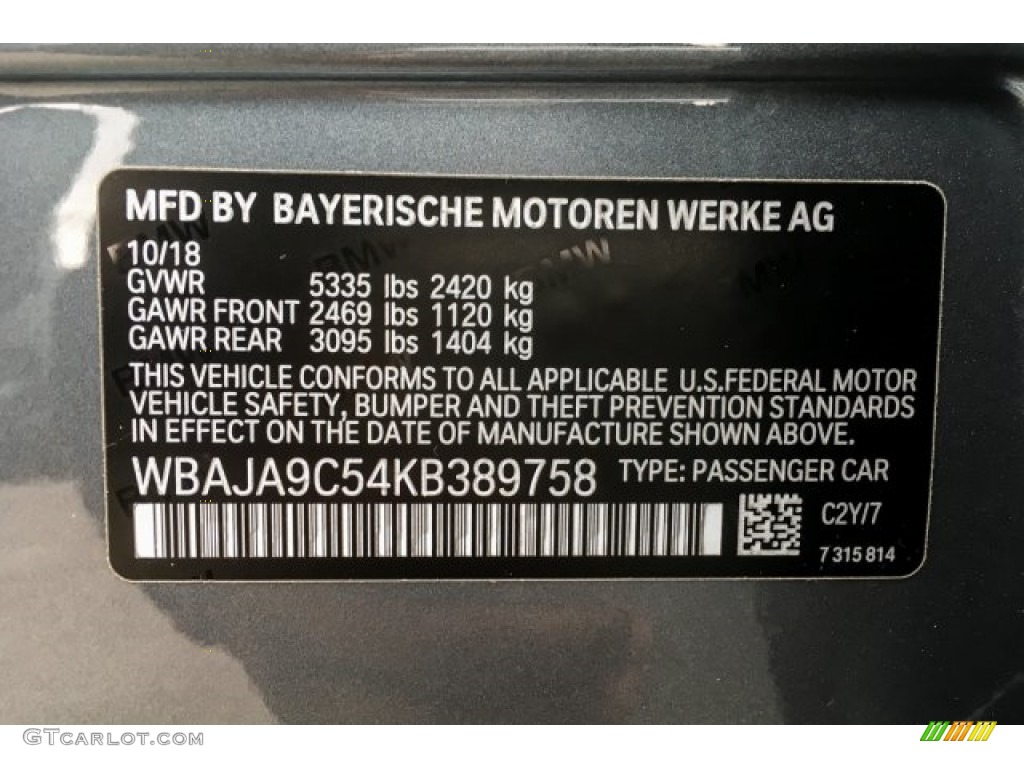 2019 5 Series 530e iPerformance Sedan - Bluestone Metallic / Black photo #11