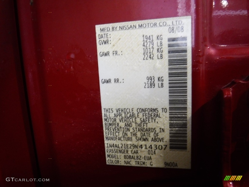 2009 Altima 2.5 SL - Red Brick Metallic / Charcoal photo #22