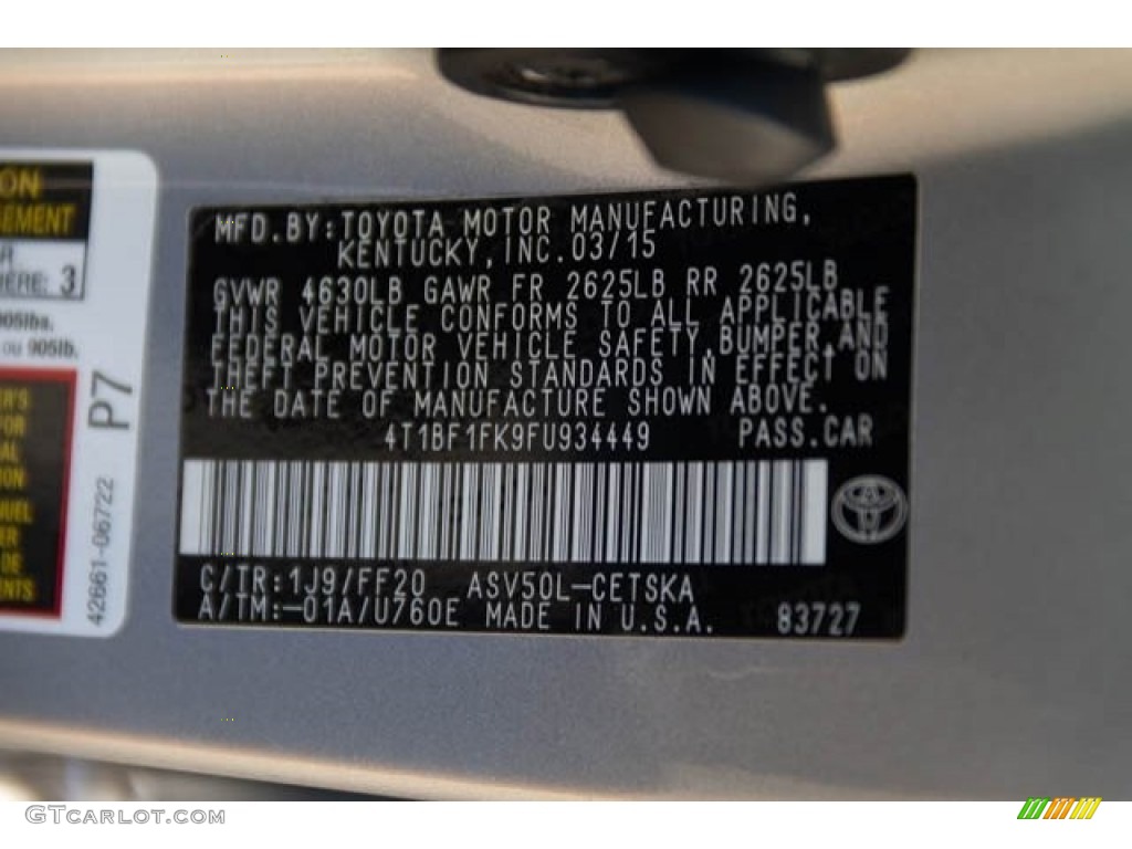 2015 Camry SE - Celestial Silver Metallic / Black photo #37