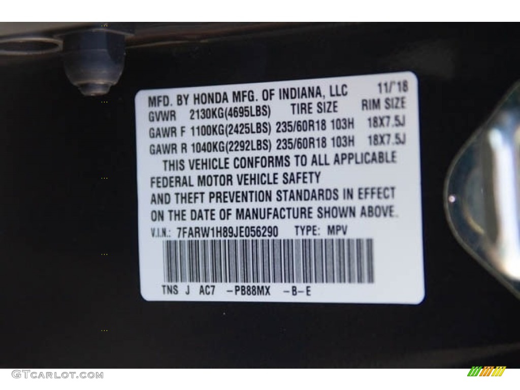 2018 CR-V EX-L - Gunmetal Metallic / Gray photo #36