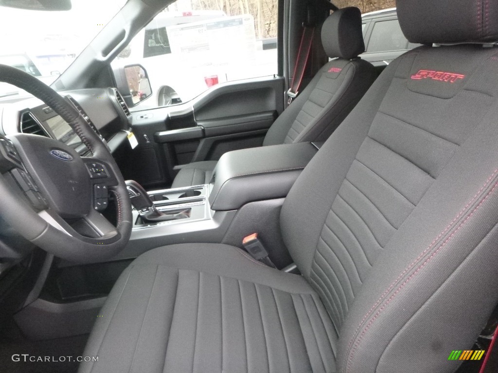 Black Interior 2019 Ford F150 XLT Sport SuperCrew 4x4 Photo #130790502