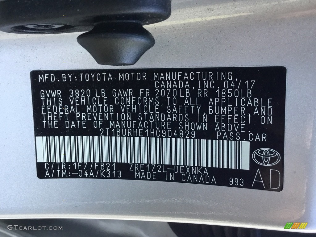 2017 Corolla LE - Falcon Gray Metallic / Ash Gray photo #30