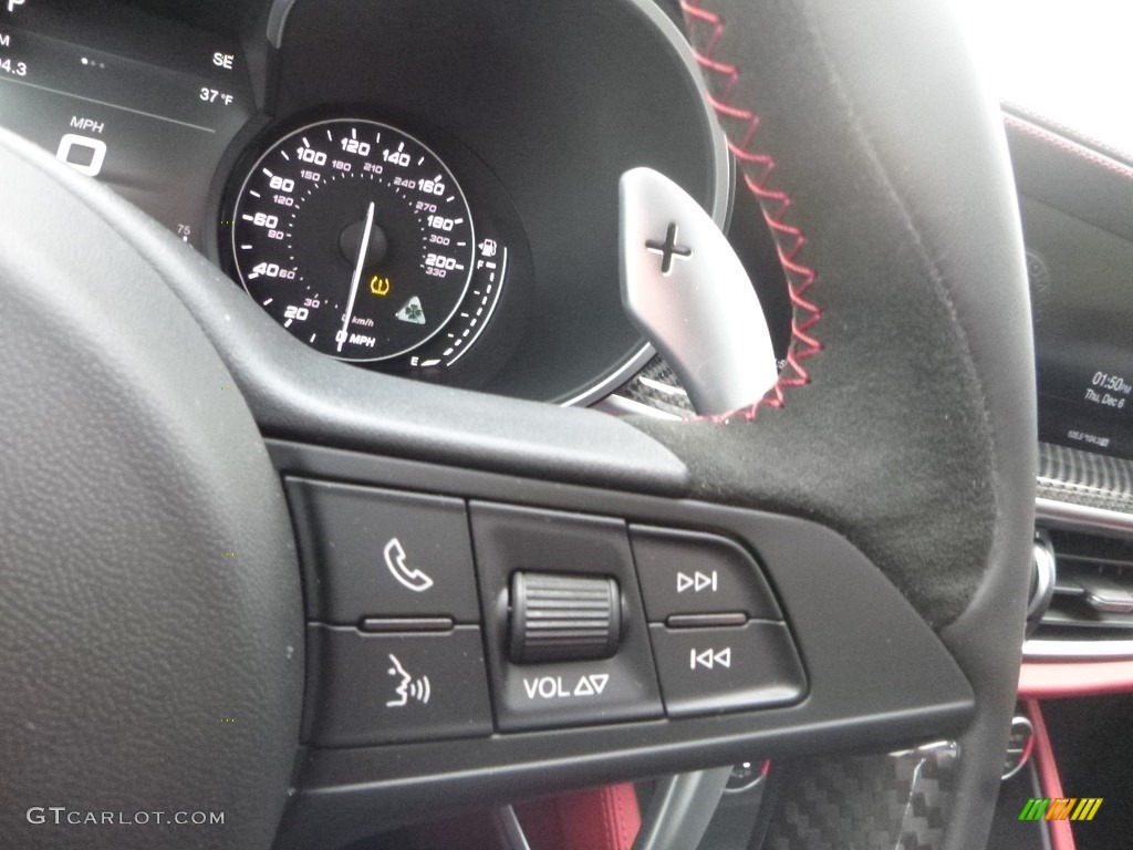 2019 Alfa Romeo Stelvio Quadrifoglio AWD Black Steering Wheel Photo #130798191