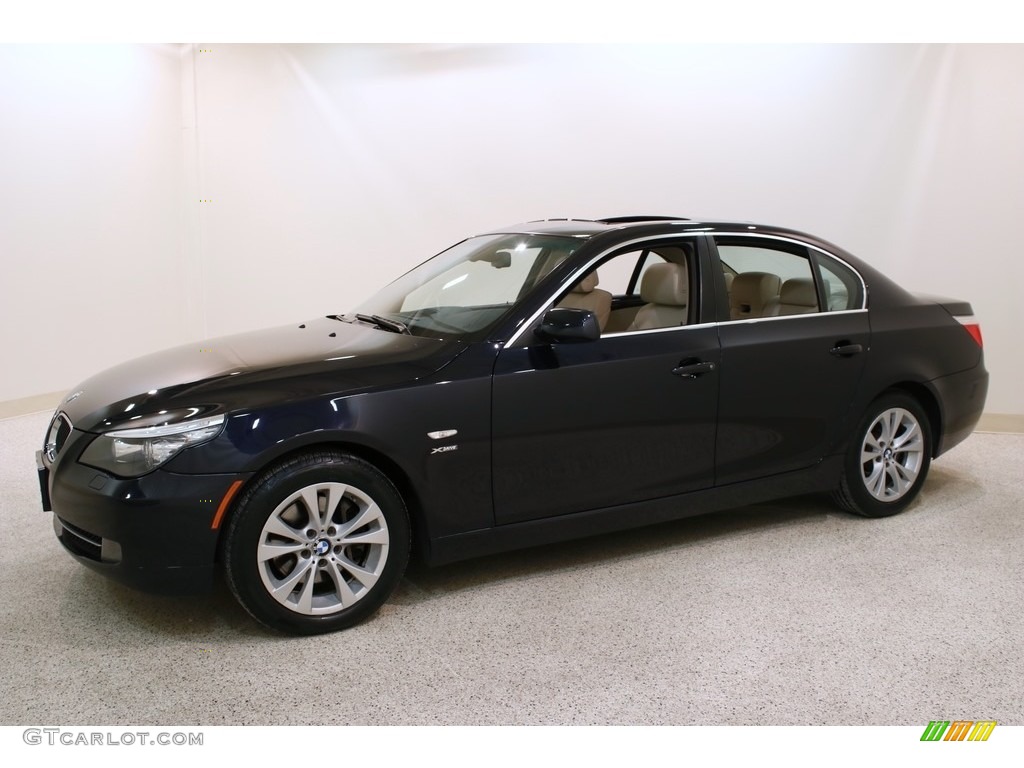 2009 5 Series 535xi Sedan - Monaco Blue Metallic / Cream Beige Dakota Leather photo #3